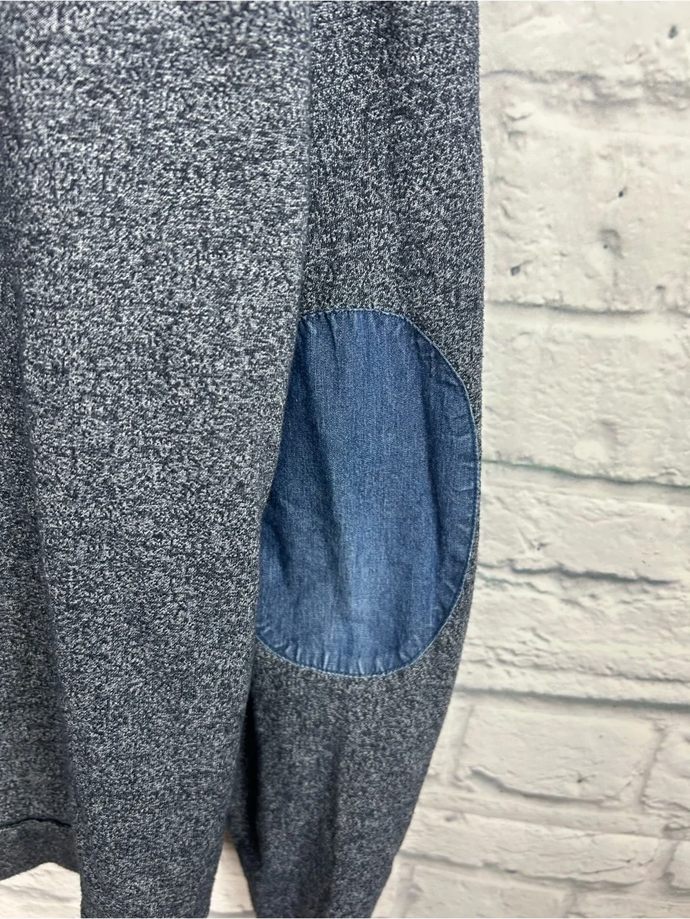 Armani Exchange A|X Men’s XL Gray Cardigan Sweater Denim Elbow Patches